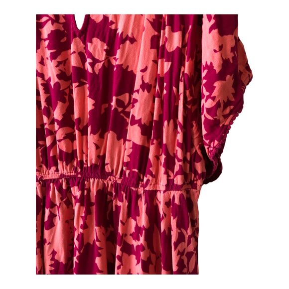 Soft Surroundings Womens Midi Dress Petite PL Floral Cold Shoulder Elastic Waist - Picture 5 of 9